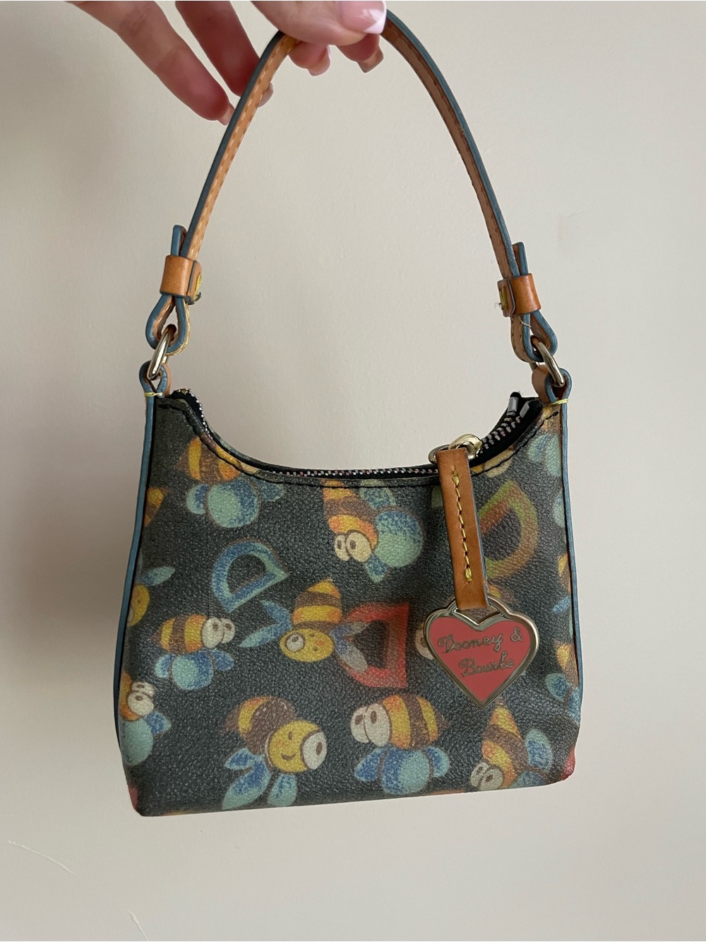 Dooney & Bourke Honey Bee Print Leather Small Mini HandBag - Multicolor